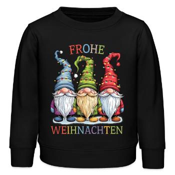 Gnom Frohe Weihnachten Gnome Familie Wichtel süß - Kinder Organic Sweatshirt Mini Changer von Stanley/Stella - Schwarz - Vorne - AI Model Kid Male (0cm)