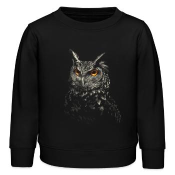 Eule - Kinder Organic Sweatshirt Mini Changer von Stanley/Stella - Schwarz - Vorne - AI Model Kid Male (0cm)