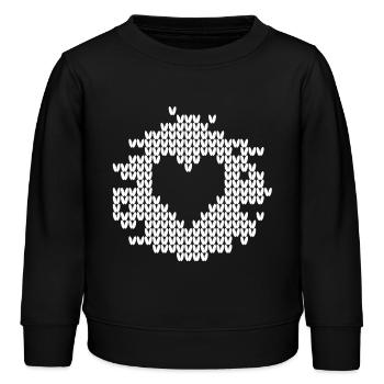Herz Strickmuster Schnee Weihnachten Xmas Liebe - Kinder Organic Sweatshirt Mini Changer von Stanley/Stella - Schwarz - Vorne - AI Model Kid Male (0cm)