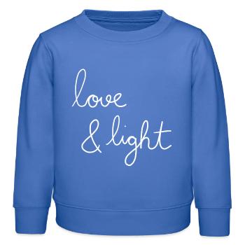 Amour & Lumière - Sweat enfant bio Stanley/Stella - carolina blue - Devant - AI Model Kid Female (0cm)