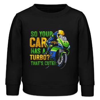 Moto de course de moto dicton - Sweat enfant bio Stanley/Stella - noir - Devant - AI Model Kid Male (0cm)