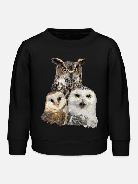 Eulen und Eule - Kinder Organic Sweatshirt Mini Changer von Stanley/Stella - Schwarz