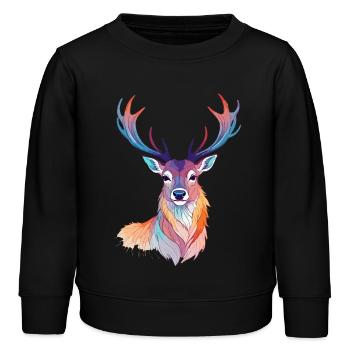 Hirsch Vektor Kunst mit lebendigen Farben Illustration - Kinder Organic Sweatshirt Mini Changer von Stanley/Stella - Schwarz - Vorne - AI Model Kid Male (0cm)