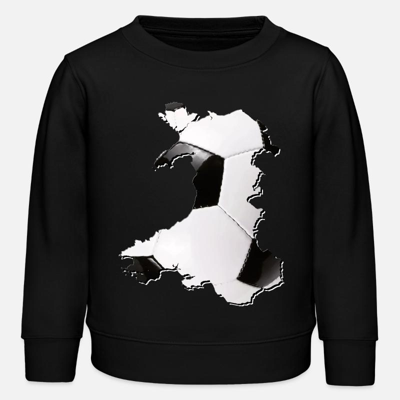 Wales map frames real football - Kids Organic Sweatshirt by Stanley/Stella - black