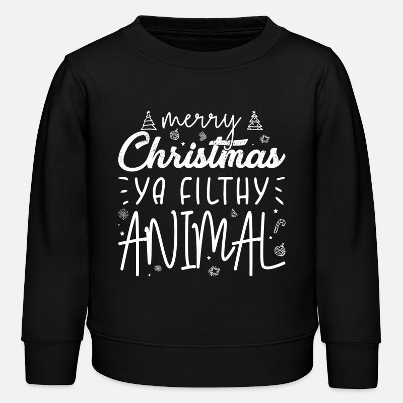 Cheeky Christmas Phrase Print - Kids Organic Sweatshirt by Stanley/Stella - black