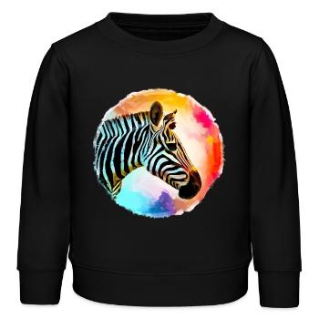 Zebra - Kinder Organic Sweatshirt Mini Changer von Stanley/Stella - Schwarz - Vorne - AI Model Kid Male (0cm)