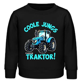 Coole Jungs fahren Traktor Trecker Junge - Kinder Organic Sweatshirt Mini Changer von Stanley/Stella - Schwarz - Vorne - AI Model Kid Male (0cm)