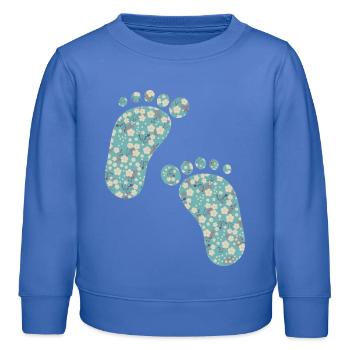 Liberty Fußabdrücke türkis - Kinder Organic Sweatshirt Mini Changer von Stanley/Stella - carolina Blue - Vorne - AI Model Kid Female (0cm)