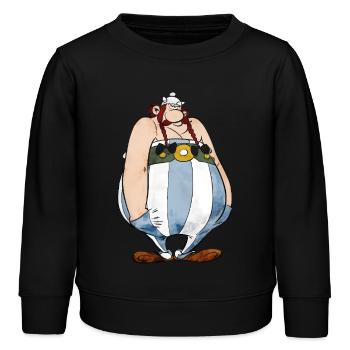 Astérix Obélix mains dans les poches - Sweat enfant bio Stanley/Stella - noir - Devant - AI Model Kid Male (0cm)