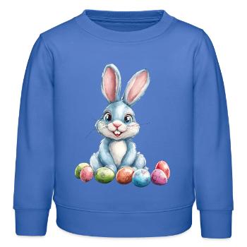 Lapin de Pâques - Sweat enfant bio Stanley/Stella - carolina blue - Devant - AI Model Kid Female (0cm)
