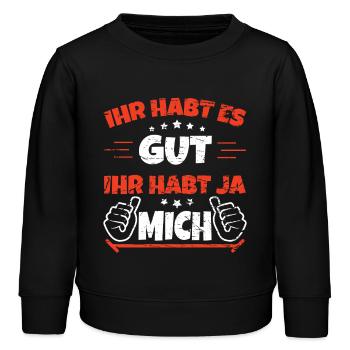 Tu as tout ce qu’il faut, tu t’amuses avec moi - Sweat enfant bio Stanley/Stella - noir - Devant - AI Model Kid Male (0cm)