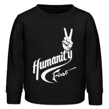 Menschlichkeit zuerst | Wahres Friedenssymbol - Kinder Organic Sweatshirt Mini Changer von Stanley/Stella - Schwarz - Vorne - AI Model Kid Male (0cm)