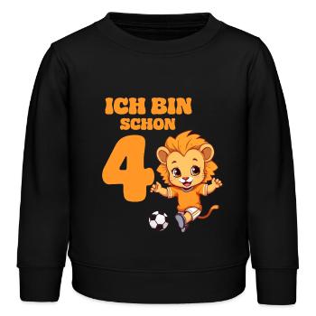 Fußball Geburtstag Löwe Sternzeichen 4 Jahre Junge - Kinder Organic Sweatshirt Mini Changer von Stanley/Stella - Schwarz - Vorne - AI Model Kid Male (0cm)