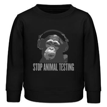STOP ANIMAL TESTING défenseurs de la cause animale - Sweat enfant bio Stanley/Stella - noir - Devant - AI Model Kid Male (0cm)