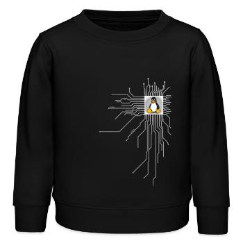 board Penguin Core Heart Computer pc Nerd program - Kids Organic Sweatshirt by Stanley/Stella - black - Front - AI Model Kid Male (0cm)