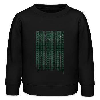 Matrix code - Kids Organic Sweatshirt by Stanley/Stella - black - Front - AI Model Kid Male (0cm)