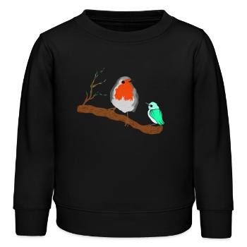 Vögel Rotkehlchen auf Zweig - Kinder Organic Sweatshirt Mini Changer von Stanley/Stella - Schwarz - Vorne - AI Model Kid Male (0cm)