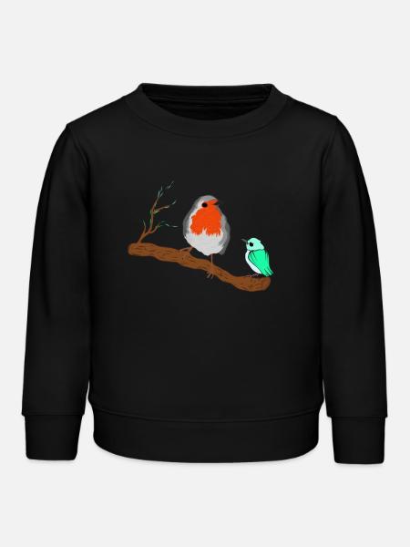 Vögel Rotkehlchen auf Zweig - Kinder Organic Sweatshirt Mini Changer von Stanley/Stella - Schwarz