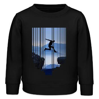 Parkour Jump - Kids Organic Sweatshirt by Stanley/Stella - black - Front - AI Model Kid Male (0cm)