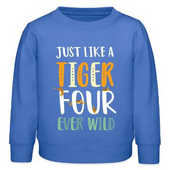 Tiger four Ever Wild 4 ans cadeau anniversaire - Sweat enfant bio Stanley/Stella - carolina blue - Devant - AI Model Kid Female (0cm)