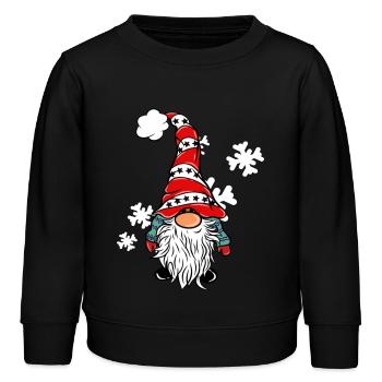 Weihnachts Wichtel mit Schneeflocken - Kinder Organic Sweatshirt Mini Changer von Stanley/Stella - Schwarz - Vorne - AI Model Kid Male (0cm)