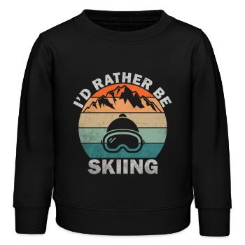 Ich würde lieber Retro Sunset Ski fahren - Kinder Organic Sweatshirt Mini Changer von Stanley/Stella - Schwarz - Vorne - AI Model Kid Male (0cm)