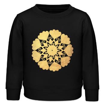 Blume Mandala Gold Yoga Ornament Sonne Zentrum om - Kinder Organic Sweatshirt Mini Changer von Stanley/Stella - Schwarz - Vorne - AI Model Kid Male (0cm)