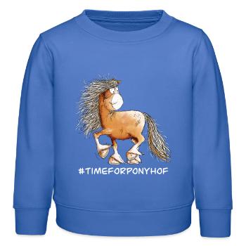 Lustiges Pferd I Pferdemotiv Ponyhof Fun - Kinder Organic Sweatshirt Mini Changer von Stanley/Stella - carolina Blue - Vorne - AI Model Kid Female (0cm)