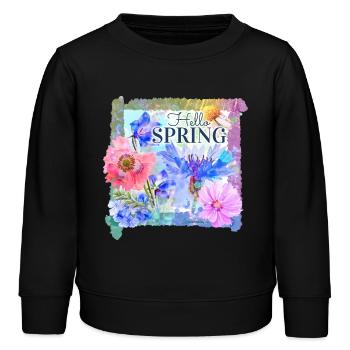 Spring flowers | hello spring - Kids Organic Sweatshirt by Stanley/Stella - black - Front - AI Model Kid Male (0cm)