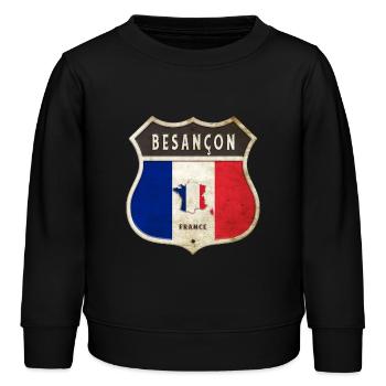 Besançon Frankreich Wappen Flaggen Design - Kinder Organic Sweatshirt Mini Changer von Stanley/Stella - Schwarz - Vorne - AI Model Kid Male (0cm)