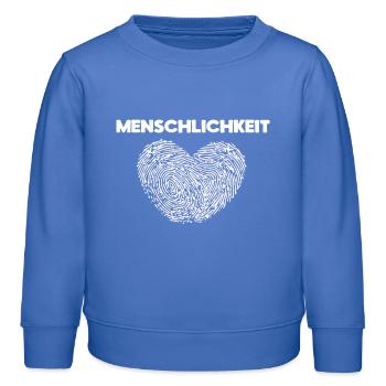 Frieden Liebe Menschlichkeit Spruch Herz Pazifist - Kinder Organic Sweatshirt Mini Changer von Stanley/Stella - carolina Blue - Vorne - AI Model Kid Female (0cm)