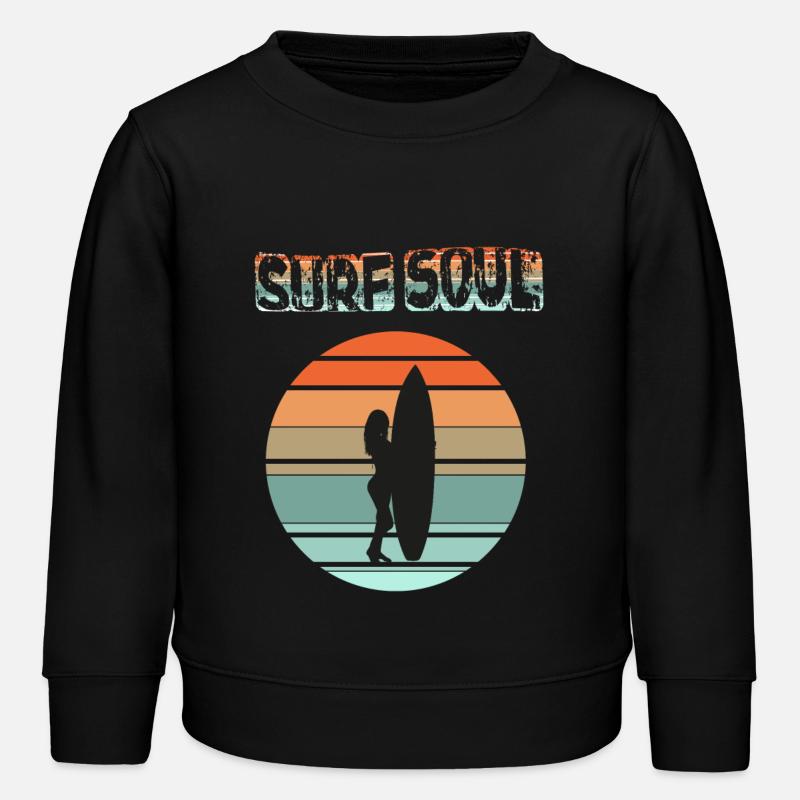 Surfer silhouette with sunset - Kids Organic Sweatshirt by Stanley/Stella - black