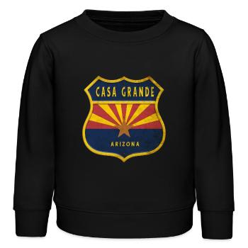 Casa Grande Arizona Flaggen Wappen Design - Kinder Organic Sweatshirt Mini Changer von Stanley/Stella - Schwarz - Vorne - AI Model Kid Male (0cm)