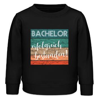 Bachelor erfolgreich bestanden Abschluss retro - Kinder Organic Sweatshirt Mini Changer von Stanley/Stella - Schwarz - Vorne - AI Model Kid Male (0cm)