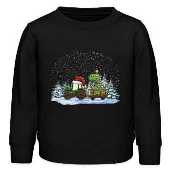 Weihnachtstraktor Tree Rex Dino Traktor Pyjama - Kinder Organic Sweatshirt Mini Changer von Stanley/Stella - Schwarz - Vorne - AI Model Kid Male (0cm)