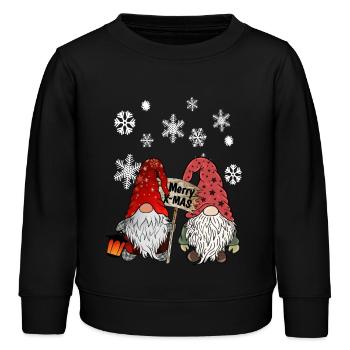 Gnom Weihnachts Wichtel mit Schneeflocken - Kinder Organic Sweatshirt Mini Changer von Stanley/Stella - Schwarz - Vorne - AI Model Kid Male (0cm)