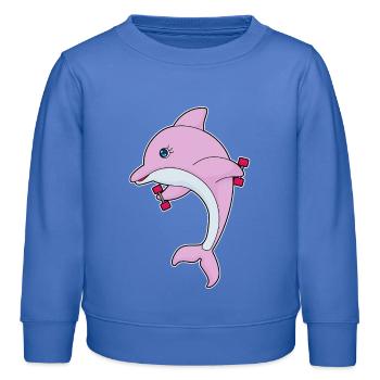 Delfin Bodybuilder Hanteln Bodybuilding - Kinder Organic Sweatshirt Mini Changer von Stanley/Stella - carolina Blue - Vorne - AI Model Kid Female (0cm)