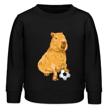 Capybara Fußball - Kinder Organic Sweatshirt Mini Changer von Stanley/Stella - Schwarz - Vorne - AI Model Kid Male (0cm)