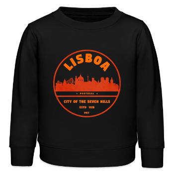 Lissabon Skyline Stempel - Kinder Organic Sweatshirt Mini Changer von Stanley/Stella - Schwarz - Vorne - AI Model Kid Male (0cm)