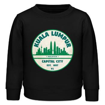 Kuala Lumpur Skyline Emblem - Kinder Organic Sweatshirt Mini Changer von Stanley/Stella - Schwarz - Vorne - AI Model Kid Male (0cm)
