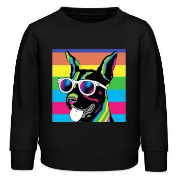 Psychedelische Welpen-Regenbogenbrille - Kinder Organic Sweatshirt Mini Changer von Stanley/Stella - Schwarz - Vorne - AI Model Kid Male (0cm)