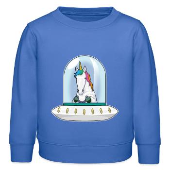 Vaisseau spatial Licorne Espace - Sweat enfant bio Stanley/Stella - carolina blue - Devant - AI Model Kid Female (0cm)