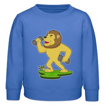 Löwe Bodybuilder Hanteln Bodybuilding - Kinder Organic Sweatshirt Mini Changer von Stanley/Stella - carolina Blue - Vorne - AI Model Kid Female (0cm)
