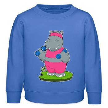 Nilpferd Bodybuilder Hanteln Bodybuilding - Kinder Organic Sweatshirt Mini Changer von Stanley/Stella - carolina Blue - Vorne - AI Model Kid Female (0cm)