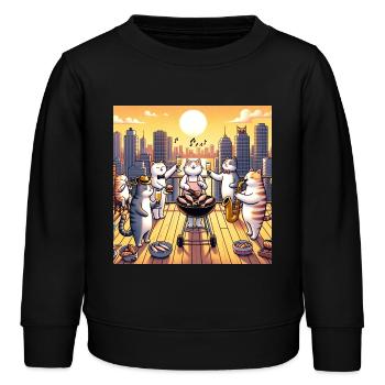 Katzen Barbecue - Kinder Organic Sweatshirt Mini Changer von Stanley/Stella - Schwarz - Vorne - AI Model Kid Male (0cm)