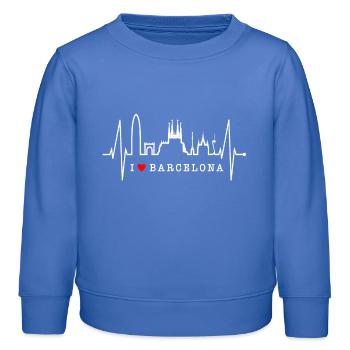 Barcelone Skyline Espagne Heartbeat Fan Barcelone - Sweat enfant bio Stanley/Stella - carolina blue - Devant - AI Model Kid Female (0cm)