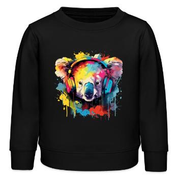 Koala mit Kopfhörer Musik Koala Bär - Kinder Organic Sweatshirt Mini Changer von Stanley/Stella - Schwarz - Vorne - AI Model Kid Male (0cm)