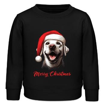 Merry Christmas - Labbi Labrador Weihnachten - Kinder Organic Sweatshirt Mini Changer von Stanley/Stella - Schwarz - Vorne - AI Model Kid Male (0cm)