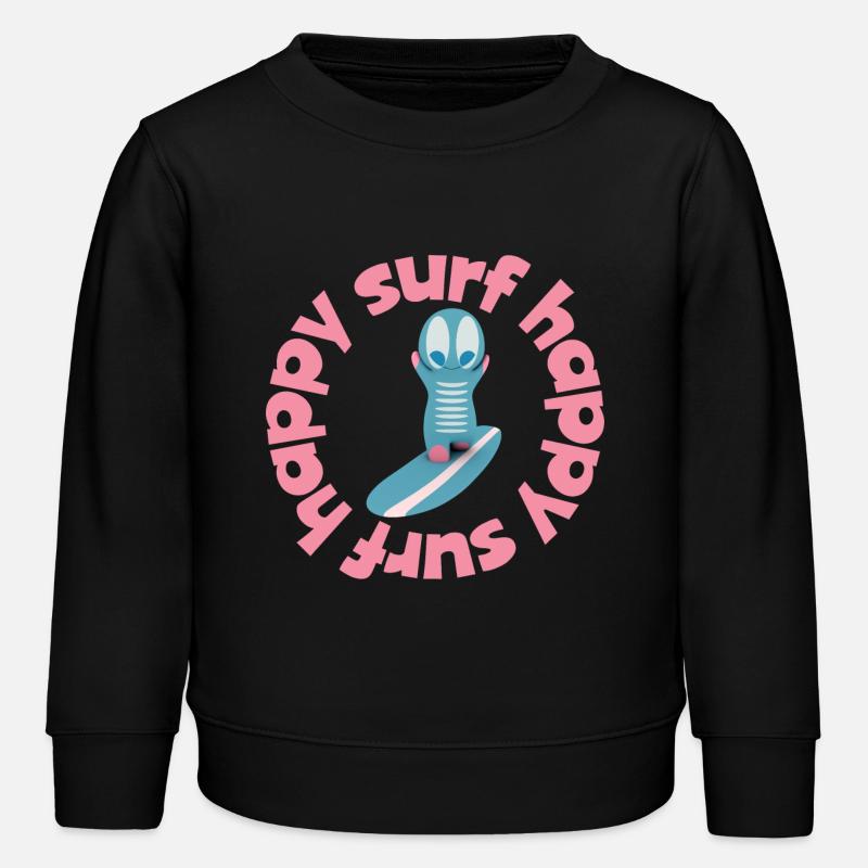 Lustige Surf-Kawaiifigur  - Kinder Organic Sweatshirt Mini Changer von Stanley/Stella - Schwarz