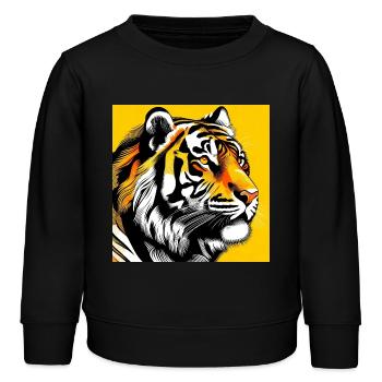 Tiger Pop Art - Kinder Organic Sweatshirt Mini Changer von Stanley/Stella - Schwarz - Vorne - AI Model Kid Male (0cm)